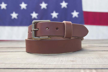 R.G. Bullco USA Made Full Grain Leather Belt - 1.5 Inch, Brown, Size 48